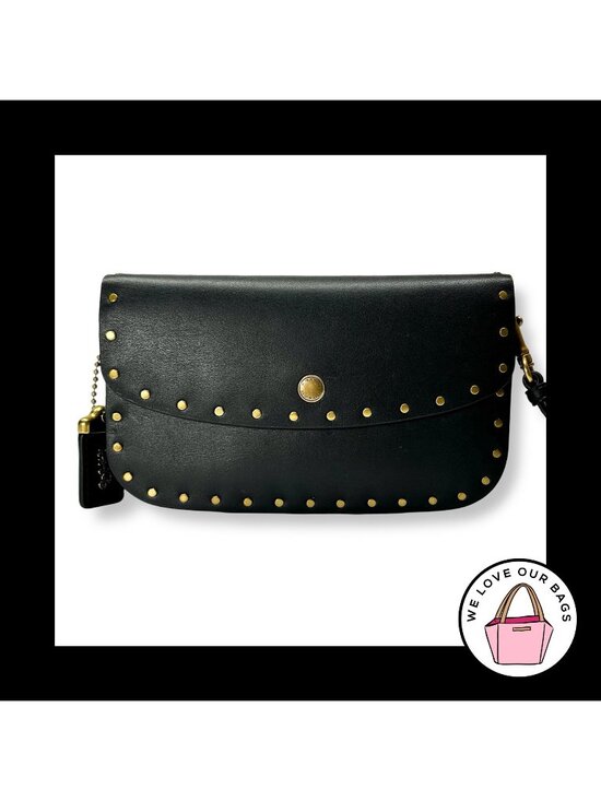 Coach Handbags - NEW COACH 1941 RIVET Glovetanned Black Leather Wristlet Wallet Snap Clutch 29765